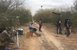 Los actores de cine paraguayo momento que están filmando la película "Boreal"