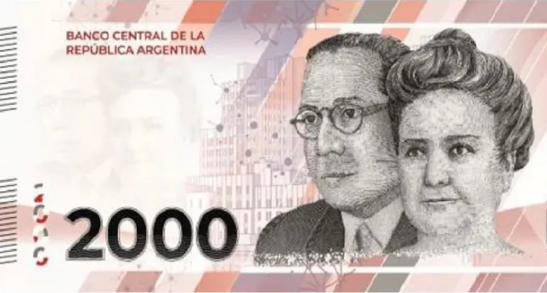 Nuevo billete de 2.000 pesos argentinos. El Banco Central de Argentina adelantó la circulación de la más alta denominación de la moneda. (internet)