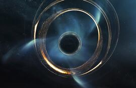 Agujero negro absorbiendo la luz en el espacio profundo, imagen ilustrativa.