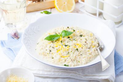 Risotto al limón.