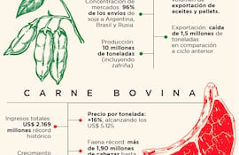 Liderazgo exportador paraguayo: 10 millones de toneladas de soja y récord en carne con US$ 2.169 millones