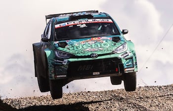 Espectacular salto del Toyota GR Yaris Rally2 al mando de Diego Domínguez Bejarano y Rogelio Peñate.