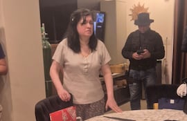 Dalia López, tras ser capturada. Casi no podía pararse.