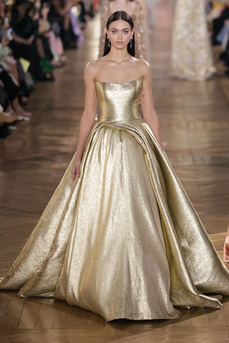 A model presents a creation for Georges Hobeika during the Women's Haute-Couture Spring/Summer 2025 Fashion Week in Paris on January 27, 2025. (Photo by Thibaud MORITZ / AFP)