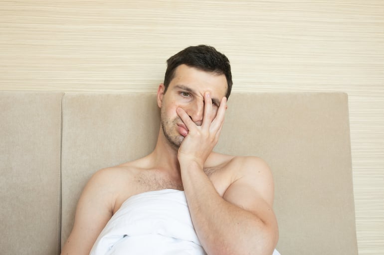 Concepto de eyaculación precoz, problemas sexuales, vergüenza, etcétera.