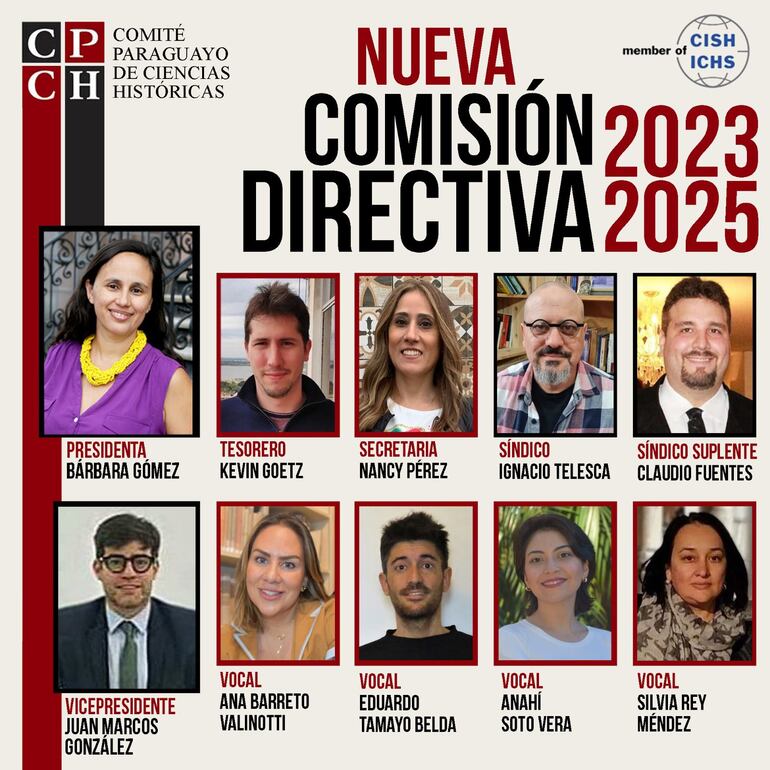 Integrantes de la nueva Comisión Directiva 2023-2025 del Comite Paraguayo de Ciencias Históricas.