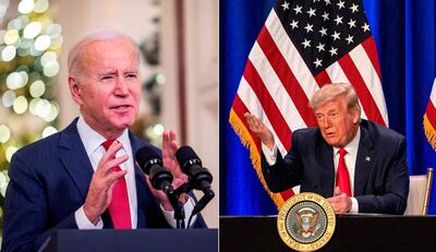 El presidente estadounidense Joe Biden (a la izquierda) y el expresidente Donald Trump.