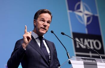 Mark Rutte, secretario general de la OTAN, durante una conferencia en Ankara.