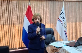 Alicia Pucheta, presidenta del Jurado de Enjuiciamiento de Magistrados (JEM), en diálogo con los medios de prensa.