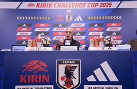 El argentino Gustavo Alfaro, entrenador de la selección de Paraguay, en la conferencia previa al partido frente a Japón en un amistoso de la Fecha FIFA de octubre.