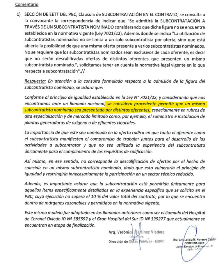 Parte del Memo interno del MOPC que contradice a la ministra
