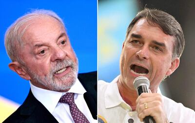 El presidente brasileño Luiz Inácio Lula da Silva y el candidato presidencial Flávio Bolsonaro.