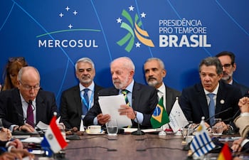 Presidente del Brasil, Luiz Inácio Lula da Silva, al frente de la Cumbre del Mercosur.
