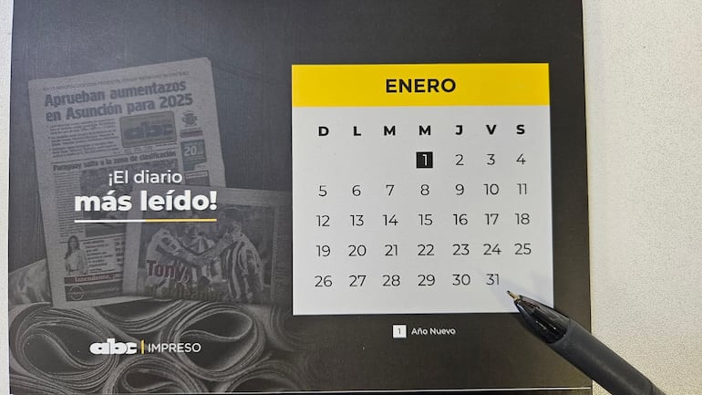 Mes de enero en el calendario