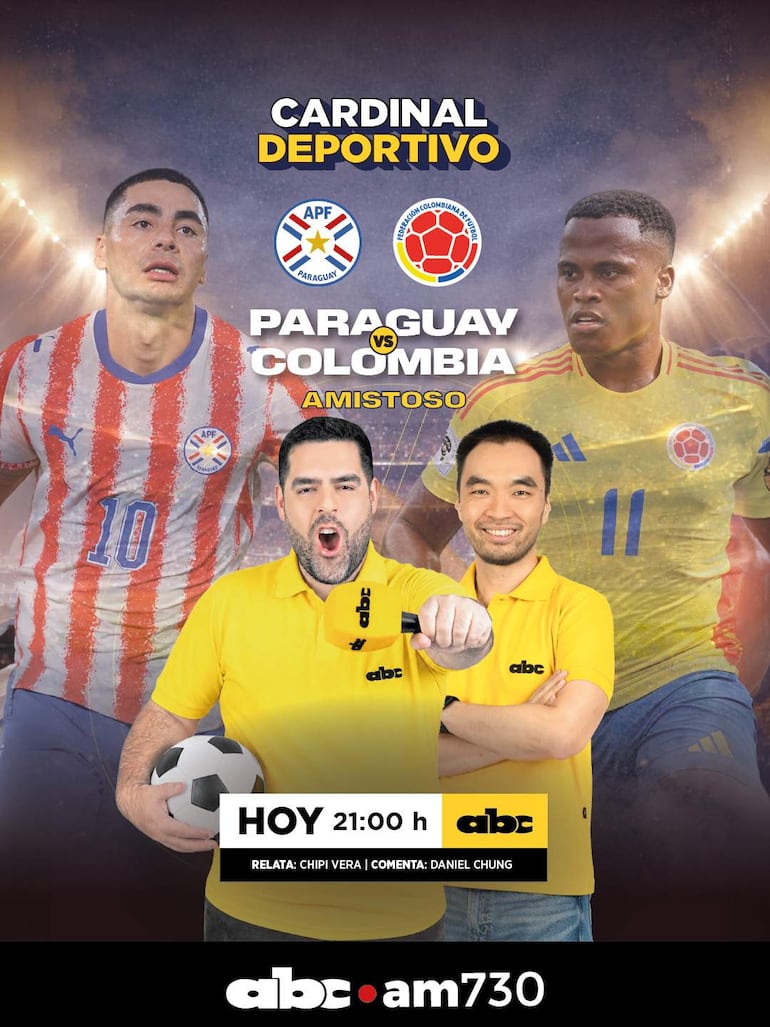 Paraguay vs. Colombia, por ABC Cardinal 730 AM.