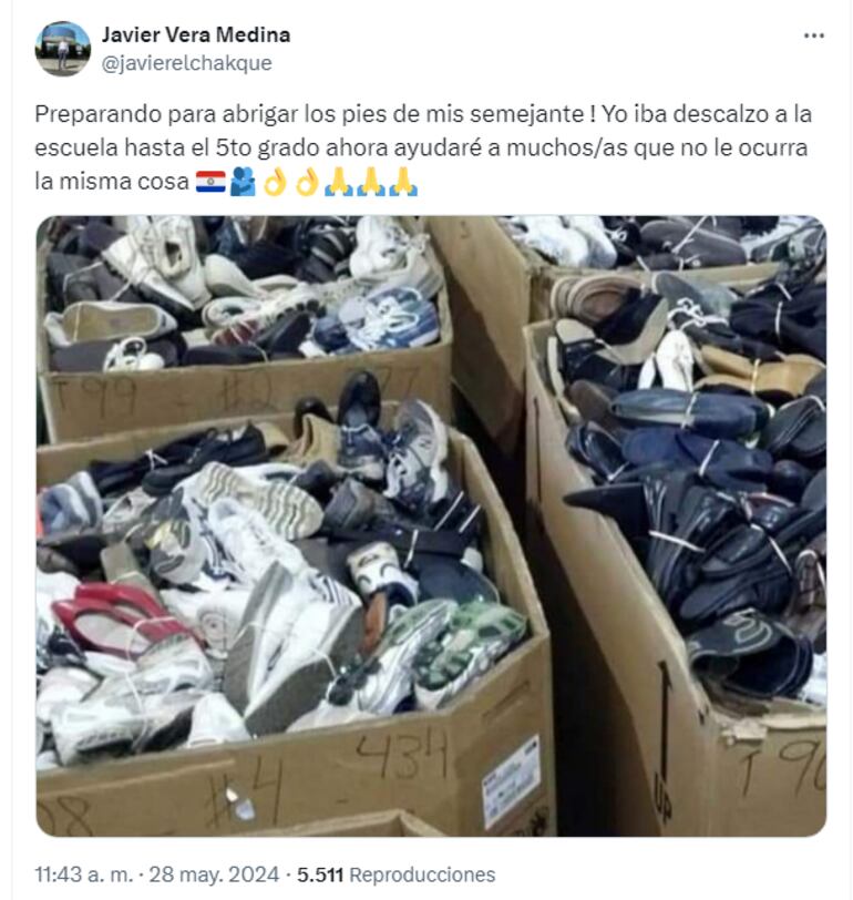 Publicación del senador Javier "Chaqueñito" Vera en su perfil de X.