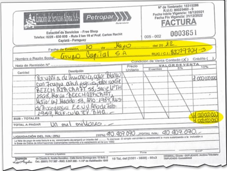 La aeronave incluida en la imputación contra Erico Galeano fue vendida luego al Grupo Capital.