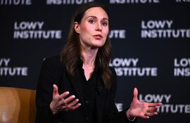 La primera ministra de Finlandia, Sanna Marin, habla durante un evento en el Instituto Lowy, en Sídney, Australia, el 2 de diciembre de 2022.