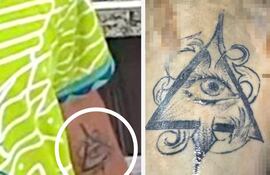 A la izquierda, el brazo del supuesto sicario de 16 años, sindicado como autor del homicidio del militar Guillermo Moral. A la derecha, el tatuaje en el brazo del cadáver encontrado en el río Paraná.