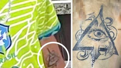 A la izquierda, el brazo del supuesto sicario de 16 años, sindicado como autor del homicidio del militar Guillermo Moral. A la derecha, el tatuaje en el brazo del cadáver encontrado en el río Paraná.