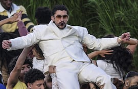 Bad Bunny durante su presentación en el Super Bowl, el pasado domingo.