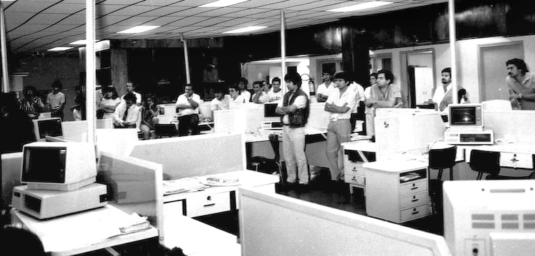 Redacción de ABC en la reapertura del 22 de marzo de 1989.