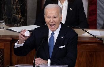 El presidente de Estados Unidos, Joe Biden, durante su discurso ante una sesión conjunta del Congreso en la Cámara de Representantes de Estados Unidos.
