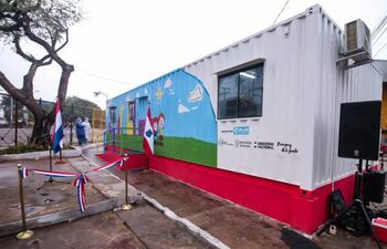 Así luce el espacio habilitado en el predio de la Terminal de Asunción, donde niños pueden ser acogidos de manera urgente.