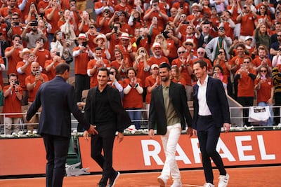 Andy Murray (derecha), Novak Djokovic, Roger Federer y Rafael Nadal, estrellas del tenis mundial.