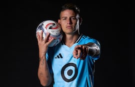 El colombiano James Rodríguez durante su presentación en el Minnesota United de la Major League Soccer.