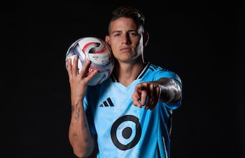 El colombiano James Rodríguez durante su presentación en el Minnesota United de la Major League Soccer.