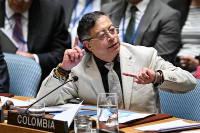 Gustavo Petro, presidente de Colombia, durante una intervención ante el Consejo de Seguridad de las Naciones Unidas, en Nueva York.