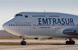 El avión Boeing 747 con matrícula YV3531 de Emtrasur retenido en el aeropuerto de Ezeiza de Argentina.
