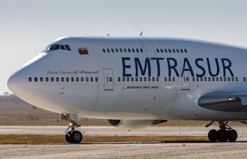 El avión Boeing 747 con matrícula YV3531 de Emtrasur retenido en el aeropuerto de Ezeiza de Argentina.