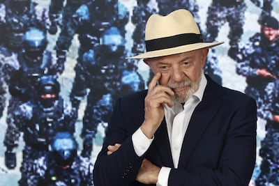 El presidente de Brasil, Luiz Inácio Lula da Silva, en la presentación de acciones integradas de las fuerzas de seguridad para combatir el crimen organizado, este viernes en el Complejo de la Policía Federal de Carreteras, en Río de Janeiro.