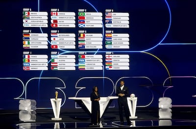 Los grupos están en exhibición al final del Sorteo Final de la Copa Mundial de la FIFA 2026 en el Kennedy Center en Washington D.C., EE. UU.