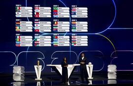 Los grupos están en exhibición al final del Sorteo Final de la Copa Mundial de la FIFA 2026 en el Kennedy Center en Washington D.C., EE. UU.