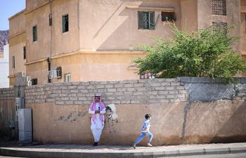 Imagen ilustrativa de una calle de Al-Manshiyah, a 142 kilómetros de Alula, noreste de Arabia Audita.