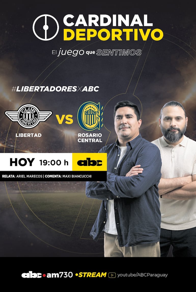 Libertad vs. Rosario Central por ABC Cardinal 730 AM y ABC Paraguay en Youtube.