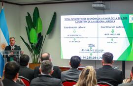 El asesor jurídico de la EBY, Eduardo González Báez, había presentado los resultados de un año de gestión en la institución.