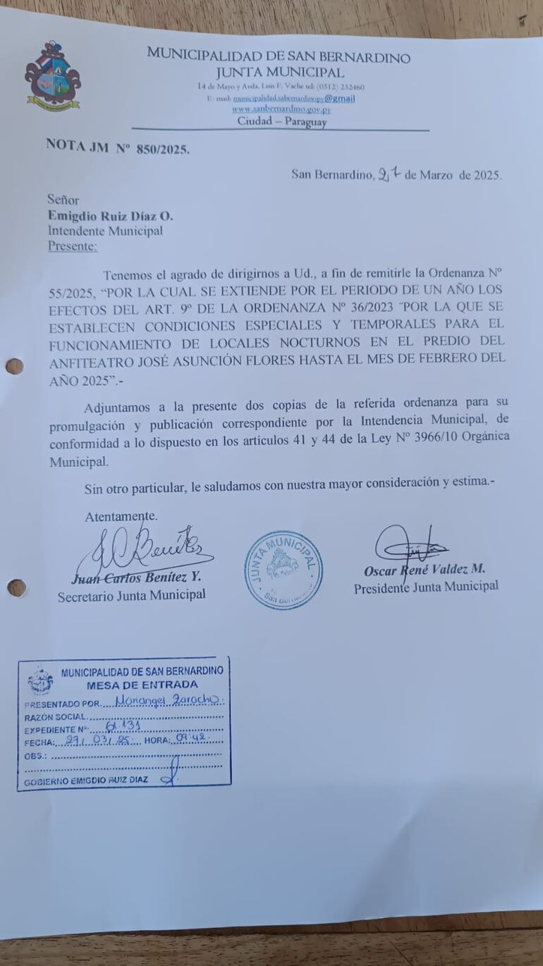 San Bernardino: se revela que la Junta permitió discotecas y el intendente desatiende una ordenanza establecida