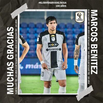 Tacuary despidió a Marcos Benítez con esta composición gráfica.