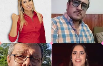 Los intendentes que no rindieron cuentas. Arriba, de izquierda a derecha: Patricia Corvalán (ANR) y Gustavo Penayo Arce (ANR); abajo: Néstor Casimiro González (PLRA) y María Cristina Servín Franco (ANR).
