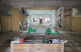 Primeros avances desde que se retomó la restauración del Teatro Municipal de Villarrica.