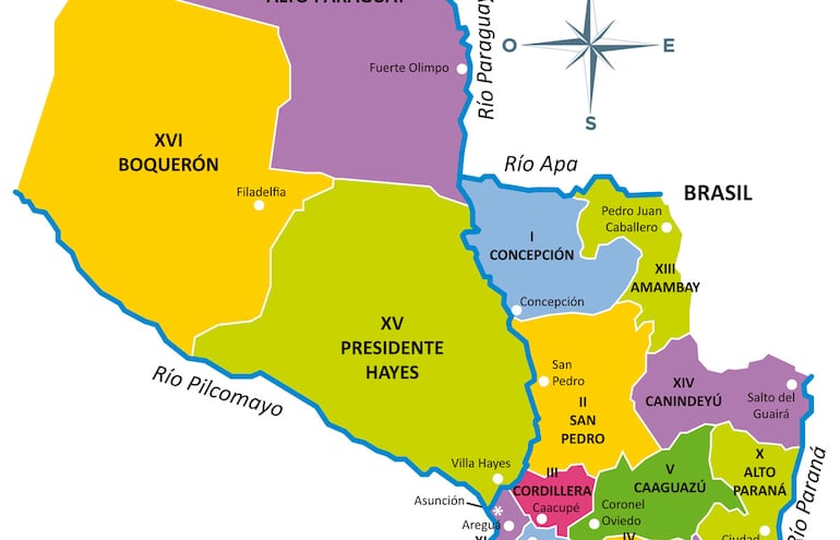 Mapa del Paraguay: división política - Escolar - ABC Color