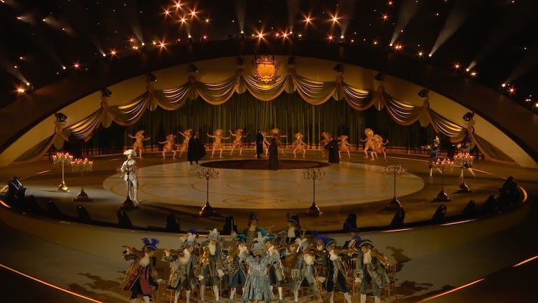 Los anillos de los Juegos Olímpicos en escena.