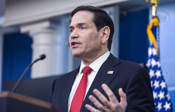 El secretario de Estado estadounidense, Marco Rubio, habla sobre la guerra con Irán en la sala de prensa de la Casa Blanca en Washington, D.C., EE. UU.