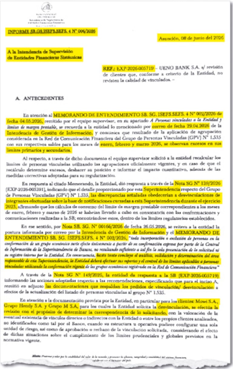 Antecedentes que constan en el informe N° 006/2006 de una de las direcciones del BCP.