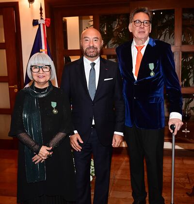 Adriana Almada, Pierre-Christian Soccoja, embajador de Francia en Paraguay y Félix Toranzos.