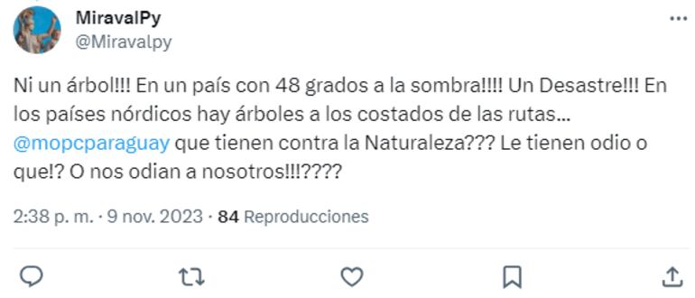 Respuesta de Miraval al tweet del MOPC.